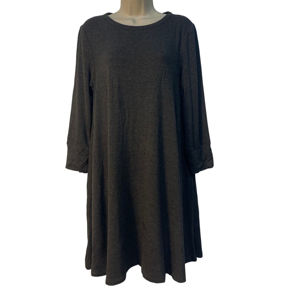 Workshop Republic Clothing Gray Long Sleeve Swing Dress Large Rayon Spandex L‎